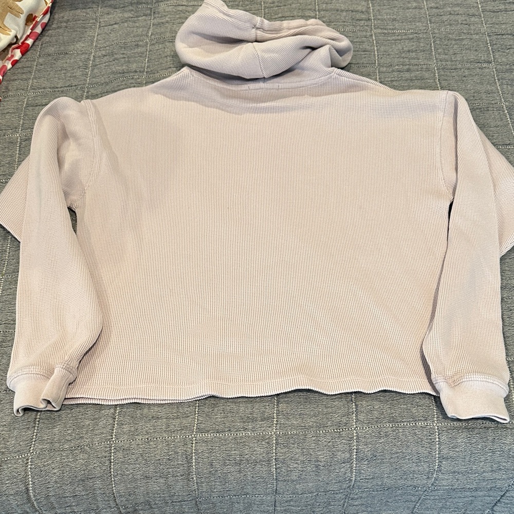 Lavender Hooded Waffle Knit Sweatshirt by Leallo - Picture 5 of 5